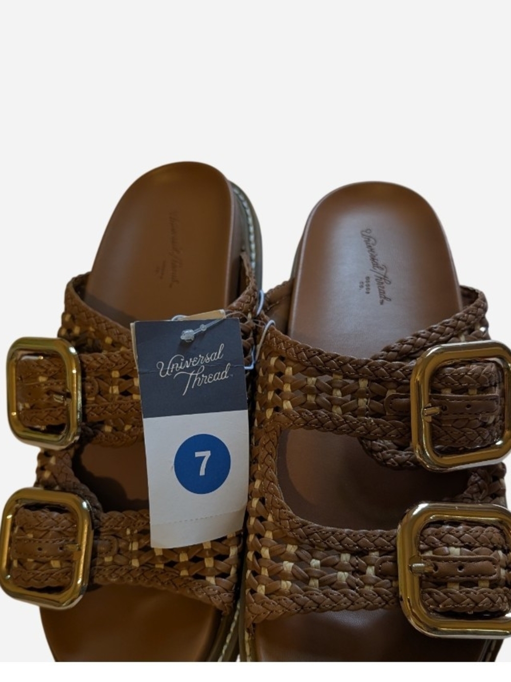Universal Thread Braided Double-Buckle Sandals in Brown - Picture 2 of 7